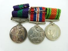 British Army WWII medals comprising War Medal and Defence Medal together with a General Service