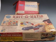 Chad Valley New Automatic Knitting Machine together with a Mettoy Perfect Typewriter, both in