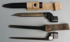 British No9 pattern bayonet with 20cm fullered blade, scabbard and frog together with a no 4 MKII