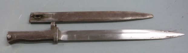 German 88/98 pattern Ersatz all steel bayonet, 5743 to crosspiece, 31cm fullered blade and scabbard