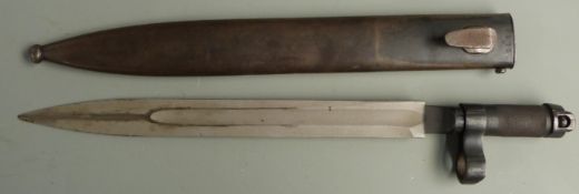 Russian Simonov folding knife bayonet with 25cm fullered blade and scabbard