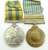British Army Korea Medal named to 22367247 Gunner H.L. Clarke Royal Artillery 1951, together with