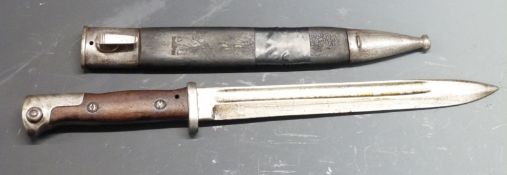 German 84/98 pattern bayonet, Sommero and I R 10. 61 to ricasso, with shaped grips, 25cm fullered