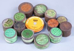 Fourteen percussion cap and primer tins including F Joyce & Co and Eley, some with contents.