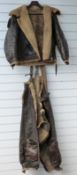WWII US Air Force B3 leather and sheepskin flying jacket, named to front J.W.Robinson, together with