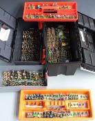 A very large collection of 25mm scale hand painted white metal war gaming soldiers.