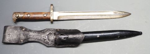 German 71/84 pattern bayonet with muzzle ring and shaped grips, Alex Coppel Solingen to ricasso,