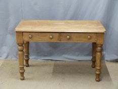 An ash two drawer hall table, W122 D60 H76cm
