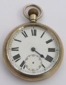 London Midland and Scottish railway keyless winding open faced pocket watch with inset subsidiary