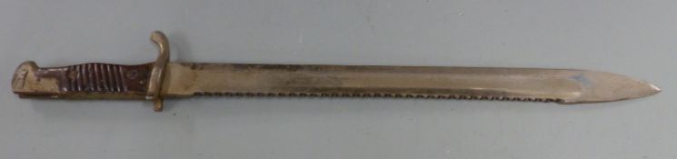 German S98/ 02 pattern sawback bayonet with some clear stamps, C.G.Haenel makers, regimental marks