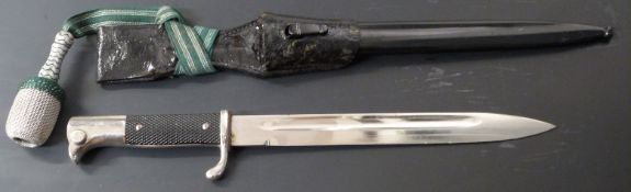 German KS98 pattern bayonet Eickhorn maker's mark to ricasso, 25cm fullered blade with dress knot,