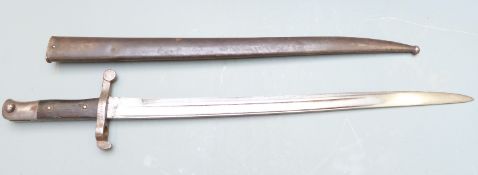 Portuguese 1886 pattern sword bayonet with Steyr 1886 to blade, QQ689 to crosspiece, 47cm fullered
