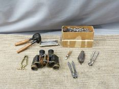 French binoculars, vintage keys, novelty nut crackers, Hohner harmonica etc