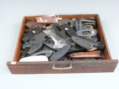 A large collection of wooden, rubber and plastic butt pads including Beretta, Baikal, AYA, Miroku