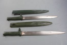 Two German 88/98 pattern Ersatz all steel bayonets, one stamped 8691 to crosspiece, both with 30cm