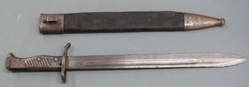German 88/98 pattern Ersatz all steel version of the 98/05 'butcher' bayonet with, 35cm fullered