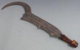 An African tribal throwing knife, possibly from Ngbaka region, well balanced at midpoint with wooden
