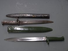 Two German 88/98 pattern Ersatz all steel bayonets, one with a 31cm fullered blade, the other with a