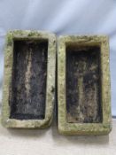 Pair of reconstituted stone troughs, W60 D32cm