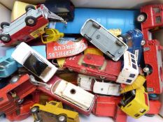 Twenty-eight Corgi Toys diecast model commercial and emergency vehicles including Chipperfields