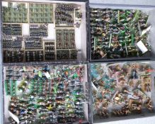 A very large collection of 25mm scale hand painted white metal war gaming soldiers.