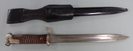 German S98 style pattern dress bayonet with upswept quillon, 24cm fullered blade, scabbard and frog