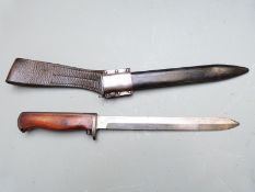 Norwegian 1894 pattern Krag Jorgensen knife bayonet with birch grips and clear stamp to ricasso.
