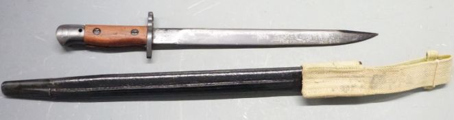 British 'Indian' pattern bayonet No1 Mk2, with some clear stamps and false edge to 30cm blade,