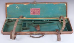 T Page-Wood leather bound shotgun case with fitted interior and 'Established 1876 T. Page Wood &