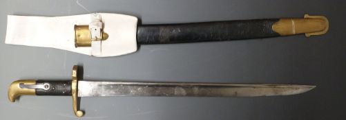 British Sappers and Miners 1858 pattern Lancaster bayonet with brass pommel and crossguard clear