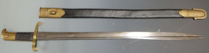 British Sappers/ Miners 1858 pattern Lancaster sword/bayonet with brass pommel and crossguard, clear