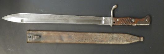 German 1898/05 pattern bayonet later type with muzzle ring trimmed and flashguard, some clear