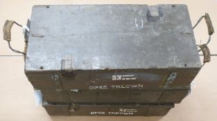 Three wooden military ammunition crates to suit 4.5 inch Mk8 shells, length 68cm. Consigned by a