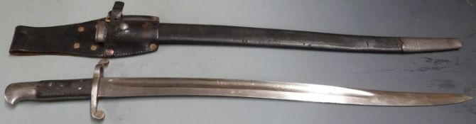 British 1856 pattern Enfield sword/bayonet stamped Chavasse to ricasso, 58cm yataghan blade, with