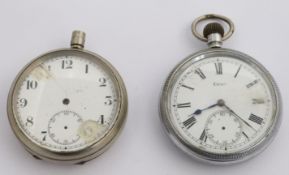 Two British Railways keyless winding open face pocket watches, one a Cyma Southern region the