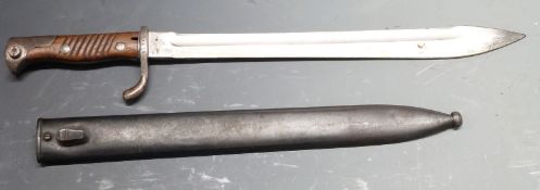 German 1898/05 pattern bayonet with trimmed muzzle ring, stamped to guard Anker-Werke makers,