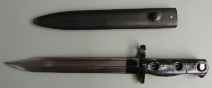British L1A3 bayonet with 20cm fullered bowie blade, scabbard and frog