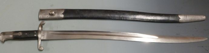 British 1856/58 pattern sword bayonet with some clear stamps, 58cm fullered yataghan blade, with