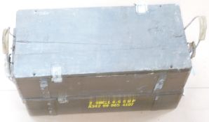 Two wooden military ammunition crates to suit 4.5 inch Mk8 shells, length 68cm. Consigned by a Royal