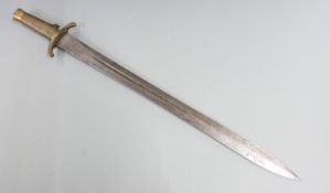 British 1848 pattern Brunswick sword bayonet with Reeves maker to blade, brass hilt and cross