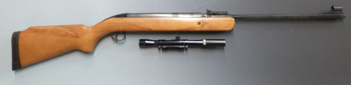 BSA Airsporter .22 air rifle with semi-pistol grip, raised cheek piece to the stock, adjustable
