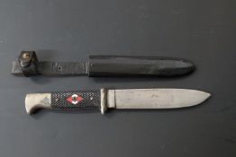 German Nazi Hitler Youth dagger with RZM to 14cm blade and 39 stamped to ricasso, with scabbard