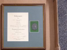 German Third Reich Nazi wound badge framed and mounted with certificate