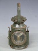 Military railway or similar tri colour hand lamp marked Wakefield 1945, height 30cm