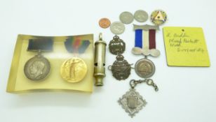 British Army WWI medals comprising War Medal and Victory Medal named to 2nd Lietenant R Ashton (