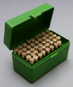 Forty-four .243 rifle cartridges, in hard case. PLEASE NOTE THAT A VALID RELEVANT FIREARMS/SHOTGUN