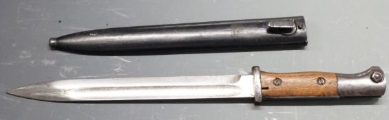 German 84/98 pattern bayonet with flashguard, Rich A Herder Solingen to ricasso, 25cm fullered