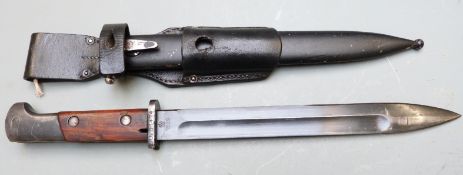 Polish Mauser bayonet without muzzle ring or flashguard, FB Radom and 1939 under eagle to ricasso,
