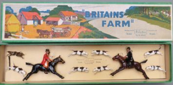 Britains Farm Hunting Series Full-Cry lead model figure set comprising huntsman, huntswoman, fox and