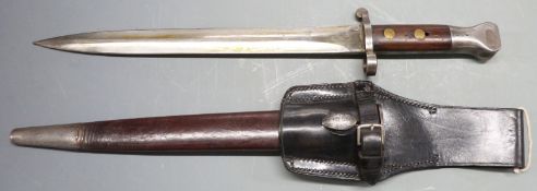 British 1888 pattern bayonet Mk1 second type with grip plates secured by two rivets, clean stamps to